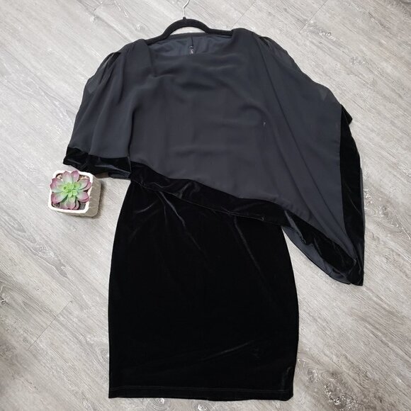 NEW Lori Michaels Little Black Dress Velour Sz S - Picture 1 of 10
